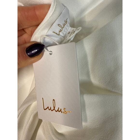 NWT Lulus Loving Fate White Bow Square Neck Backless Maxi Dress Wedding Bride M - Picture 10 of 11